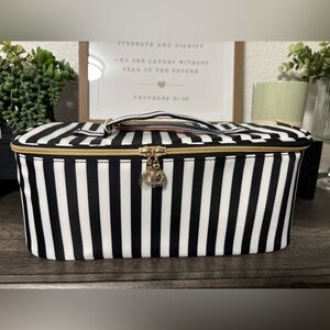 Black and White Striped Makeup Bag